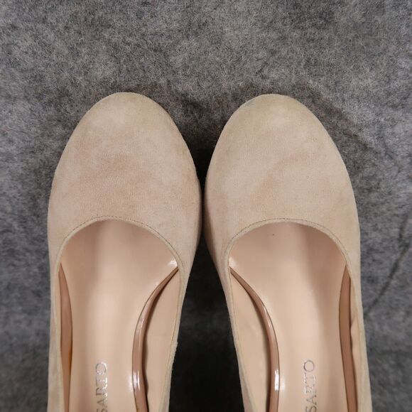 Franco Sarto Shoes Womens 7.5 Pump Platform Fashion Suede Beige Round Toe Orlina - Picture 11 of 16